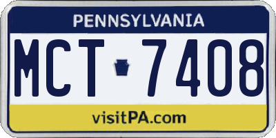 PA license plate MCT7408