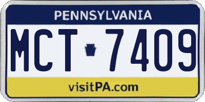 PA license plate MCT7409