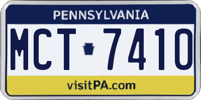 PA license plate MCT7410