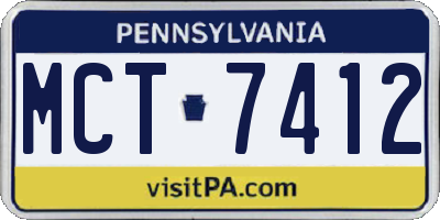 PA license plate MCT7412