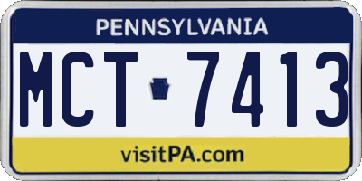 PA license plate MCT7413