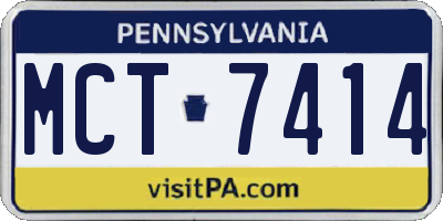 PA license plate MCT7414