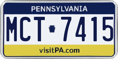 PA license plate MCT7415