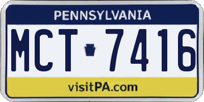PA license plate MCT7416