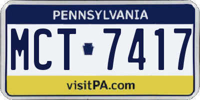 PA license plate MCT7417