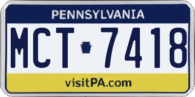 PA license plate MCT7418