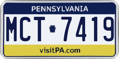 PA license plate MCT7419