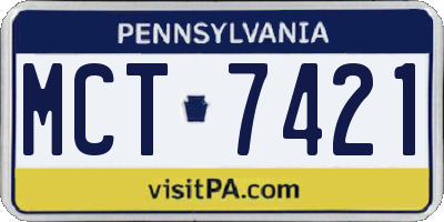 PA license plate MCT7421