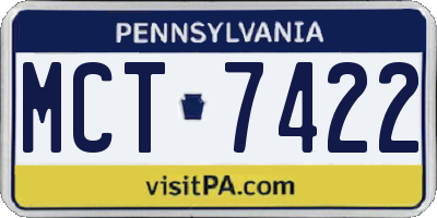 PA license plate MCT7422