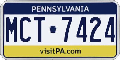 PA license plate MCT7424