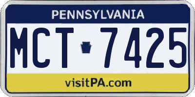 PA license plate MCT7425