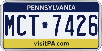 PA license plate MCT7426
