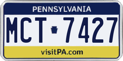 PA license plate MCT7427
