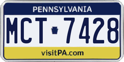 PA license plate MCT7428
