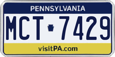 PA license plate MCT7429