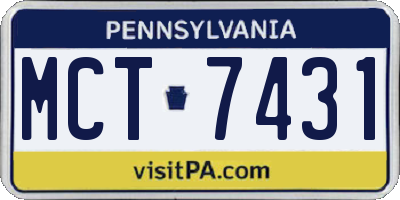 PA license plate MCT7431