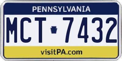 PA license plate MCT7432