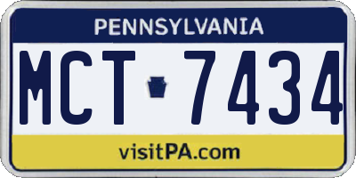 PA license plate MCT7434