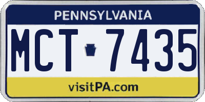PA license plate MCT7435