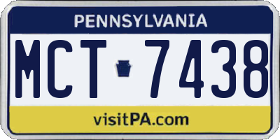 PA license plate MCT7438