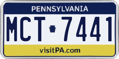 PA license plate MCT7441