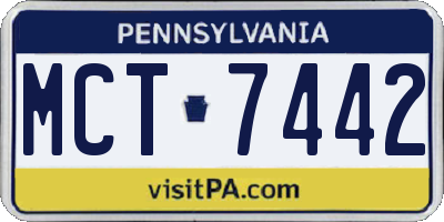 PA license plate MCT7442