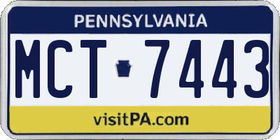 PA license plate MCT7443