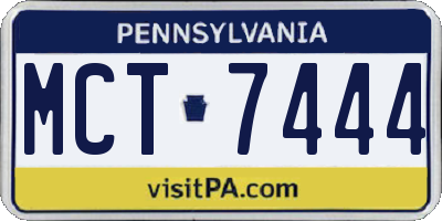 PA license plate MCT7444