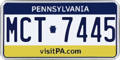 PA license plate MCT7445