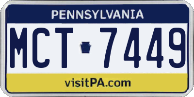 PA license plate MCT7449