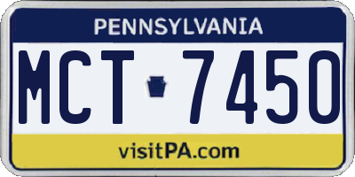 PA license plate MCT7450