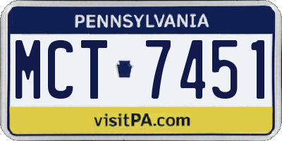 PA license plate MCT7451