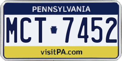 PA license plate MCT7452