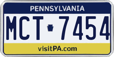 PA license plate MCT7454