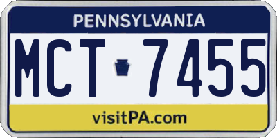 PA license plate MCT7455