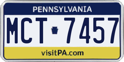 PA license plate MCT7457