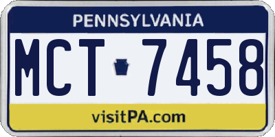 PA license plate MCT7458