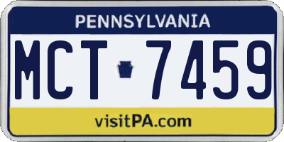 PA license plate MCT7459