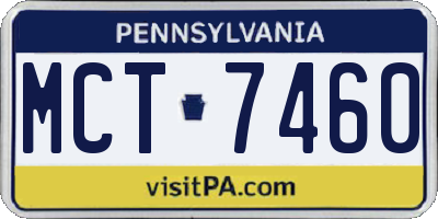 PA license plate MCT7460