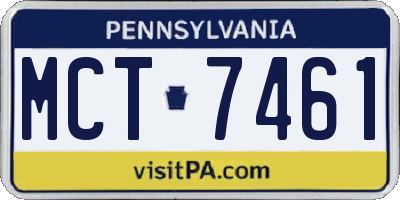 PA license plate MCT7461