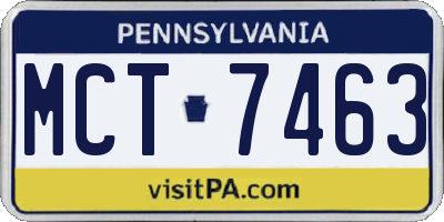 PA license plate MCT7463