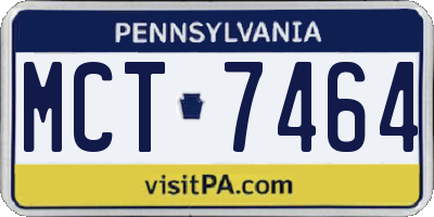 PA license plate MCT7464