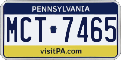 PA license plate MCT7465