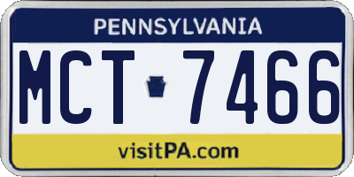 PA license plate MCT7466