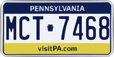PA license plate MCT7468