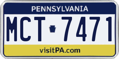 PA license plate MCT7471
