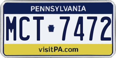 PA license plate MCT7472