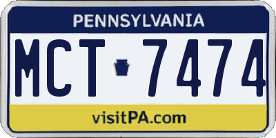 PA license plate MCT7474