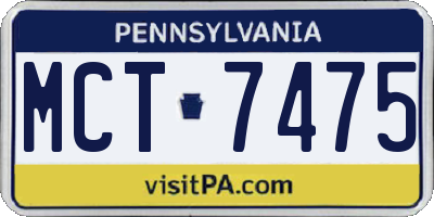 PA license plate MCT7475