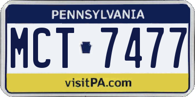 PA license plate MCT7477